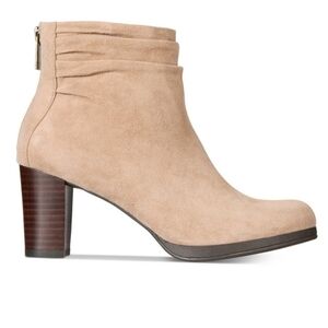 Bella Vita Landon brown Suede Booties 7.5W ruched top line dress chic modern